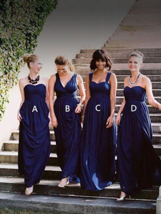 Dark Blue Bridesmaid Long Dress