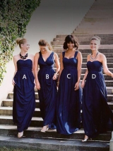 Dark Blue Bridesmaid Long Dress