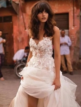 Tulle Skirt Blush Pink Floral Wedding Dress